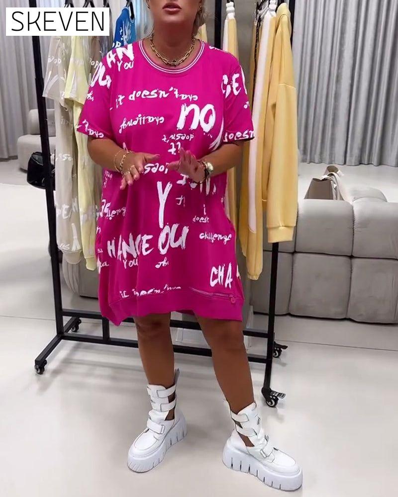 Loose Letter Print Dress