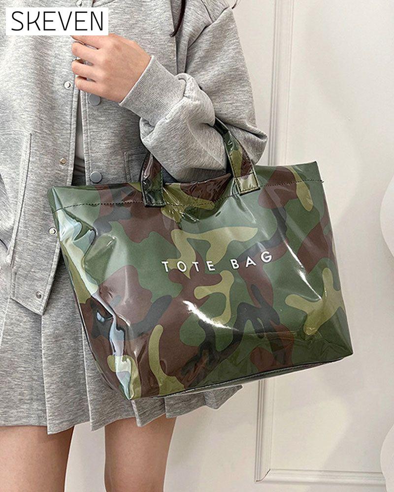 Sac fourre-tout pour femme à motif camouflage et feuilles