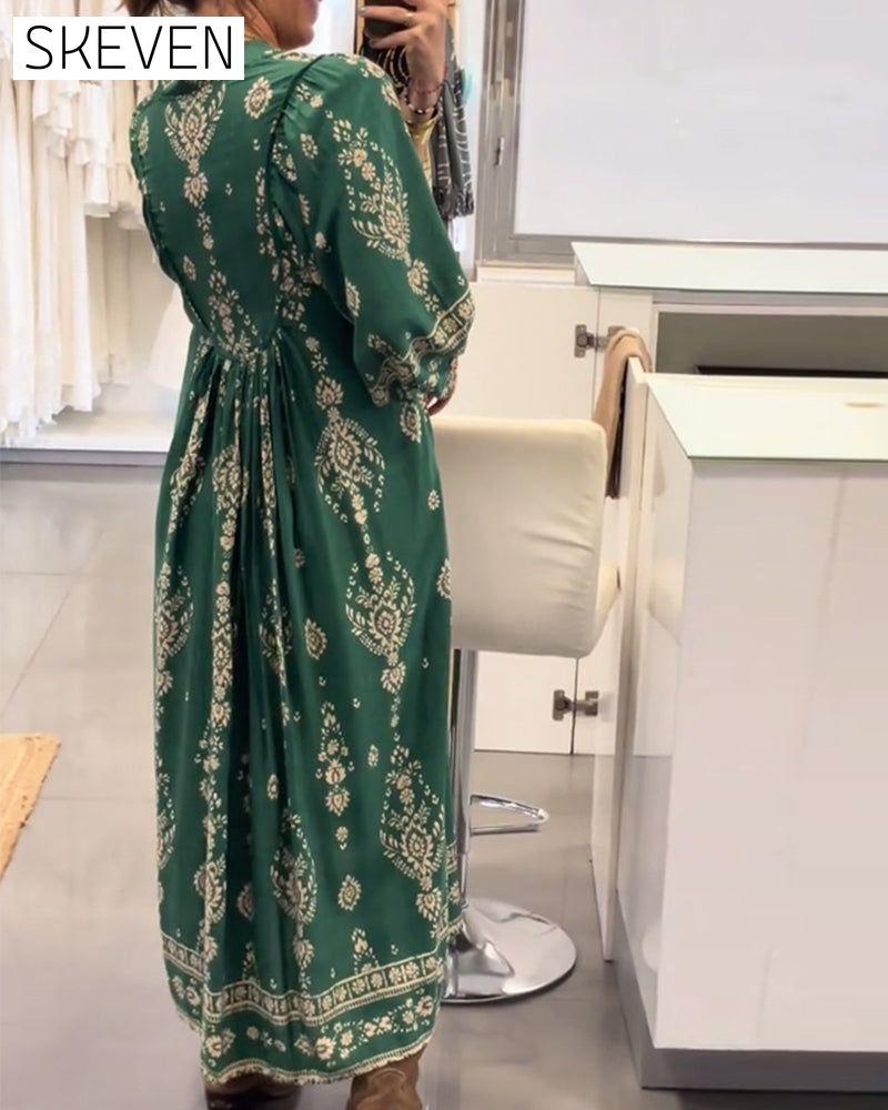 Casual Print Loose Pocket Dress