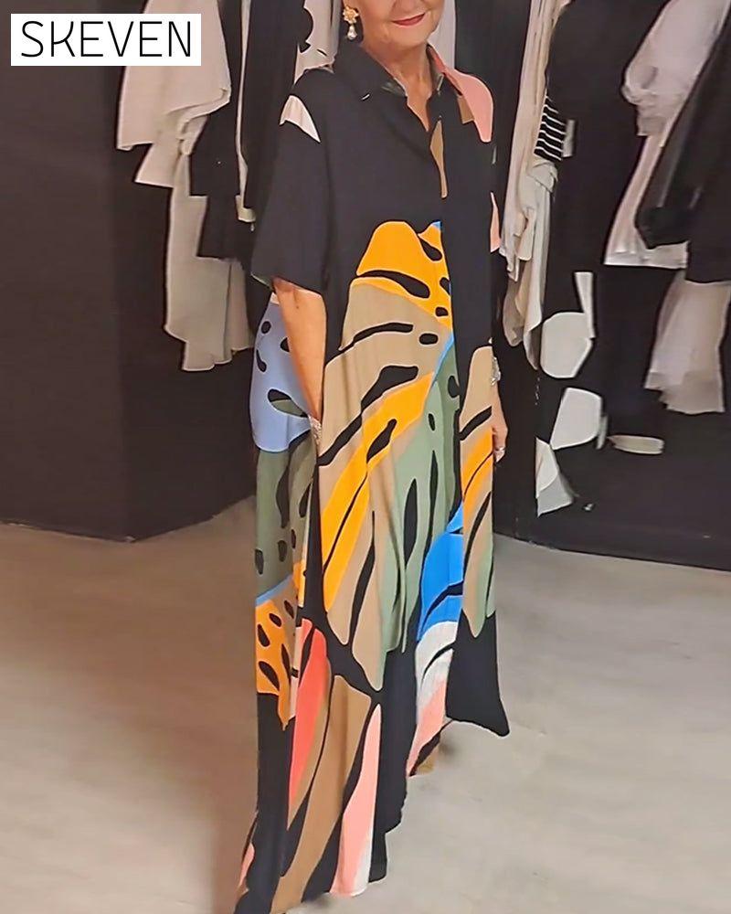 Casual lapel printed dress