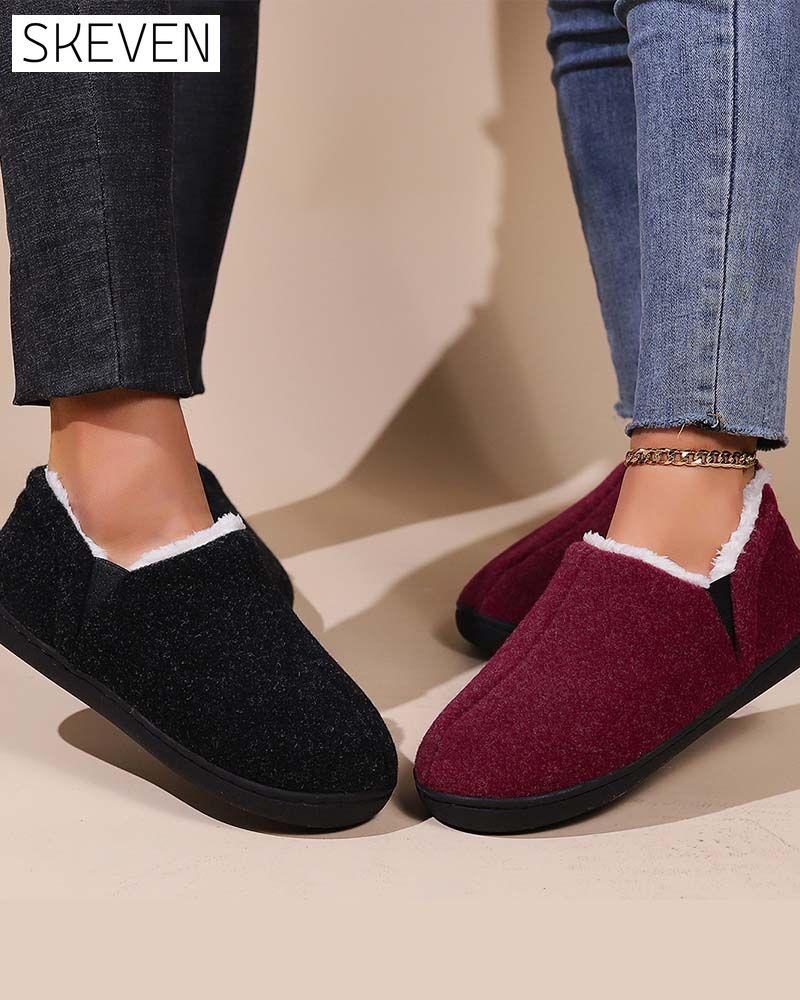 Plush solid color all-inclusive flat shoes