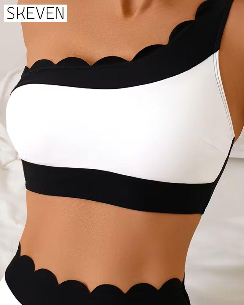 Color-Block Bikini-Style Two-Piece Swimsuit