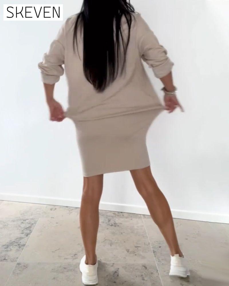 Langärmeliges, lässiges Hüftkleid