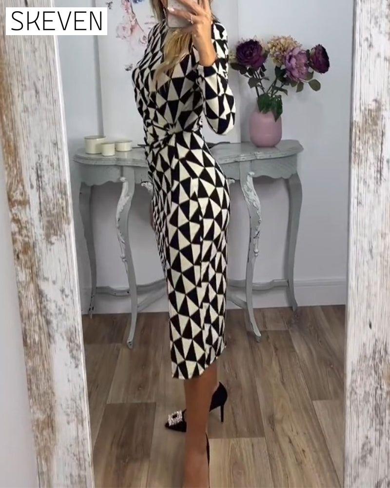 Bodycon Dress with Geometric Print