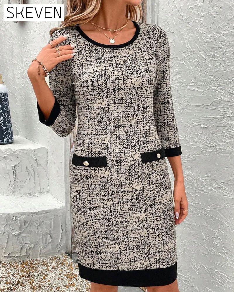 Casual Round Neck Slim Knee-Length Dress