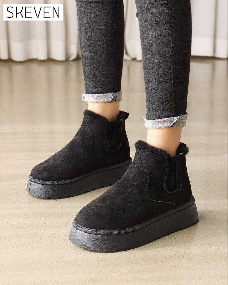 Thick-soled solid color snow boots