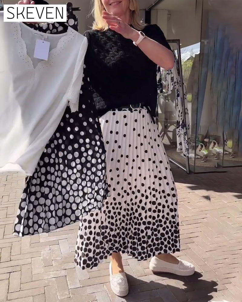Eleganter Faltenrock mit Polka-Dot-Muster