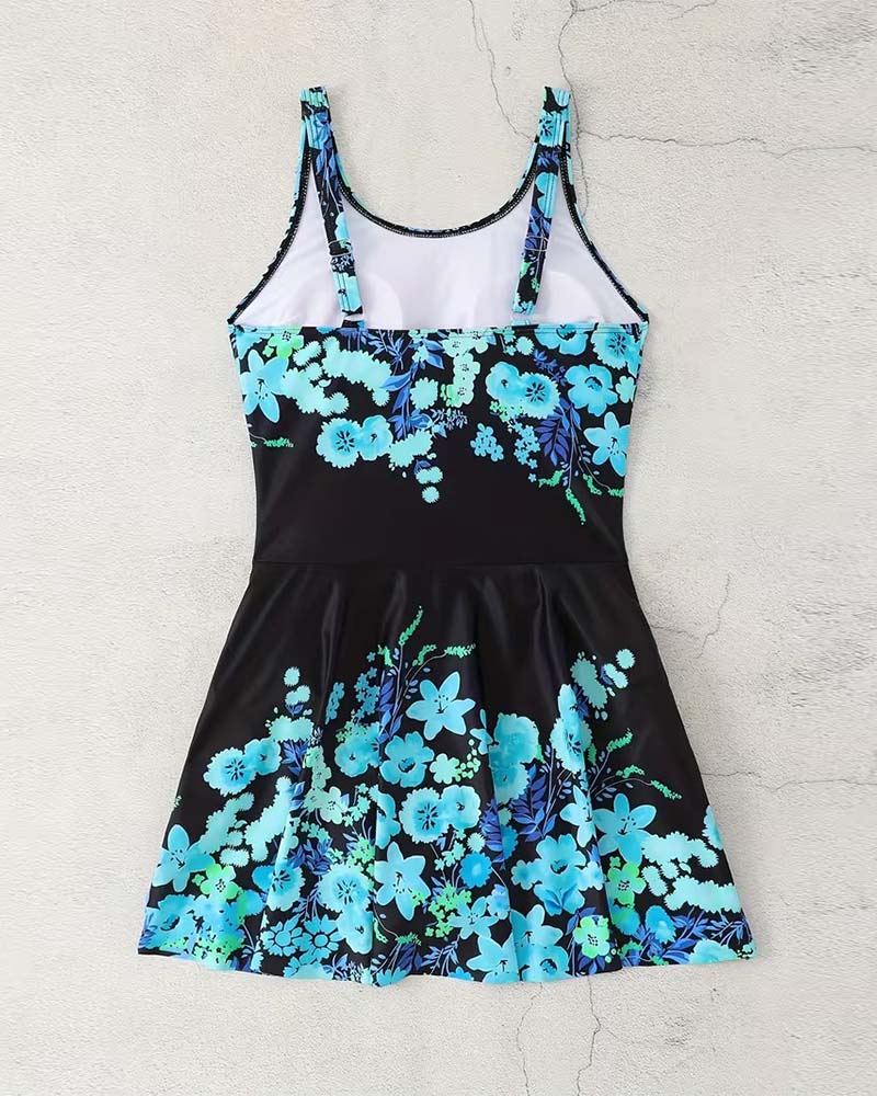 Positional Print Tie-Front One-Piece