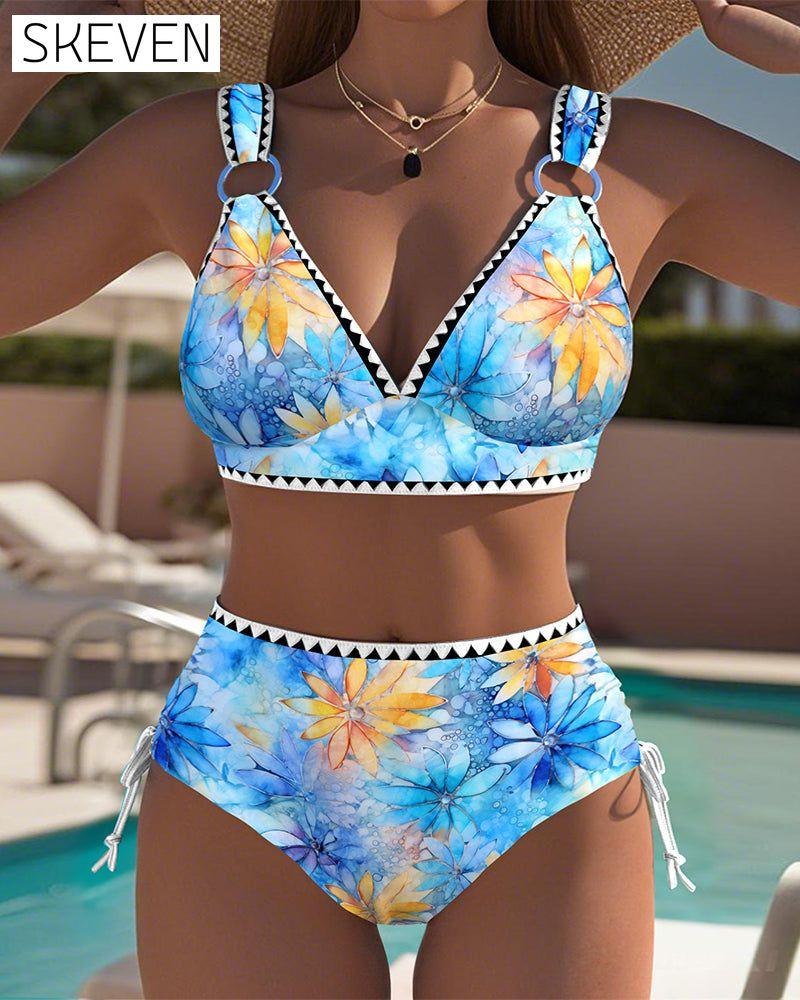 Sexy bedruckter zweiteiliger Bikini-Badeanzug