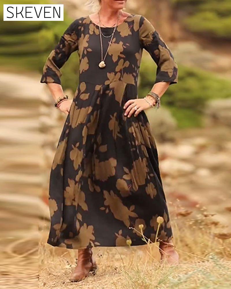 Temperament Retro Printed Dress