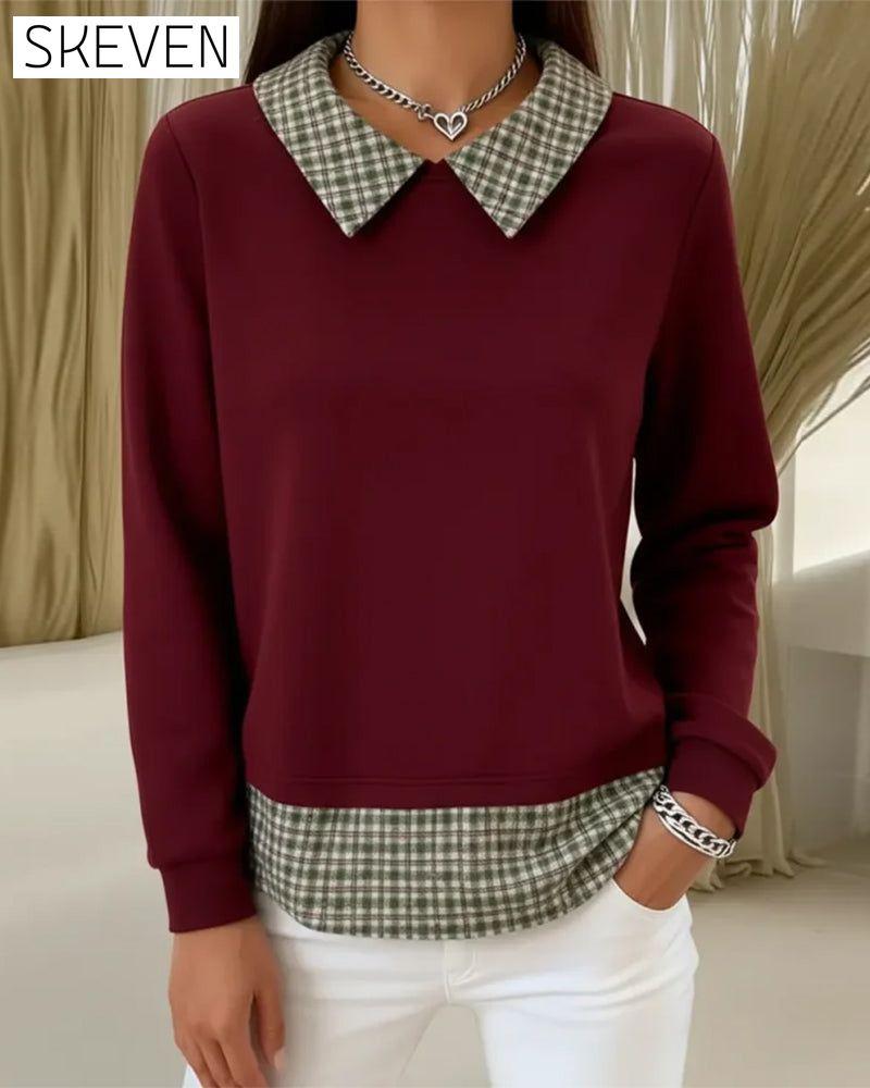 kariertes Sweatshirt im Patchwork-Look