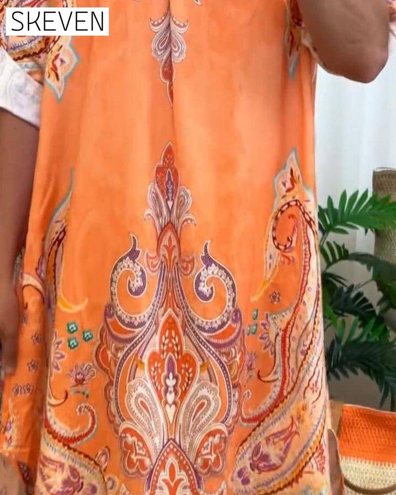 Robe à revers imprimé rétro