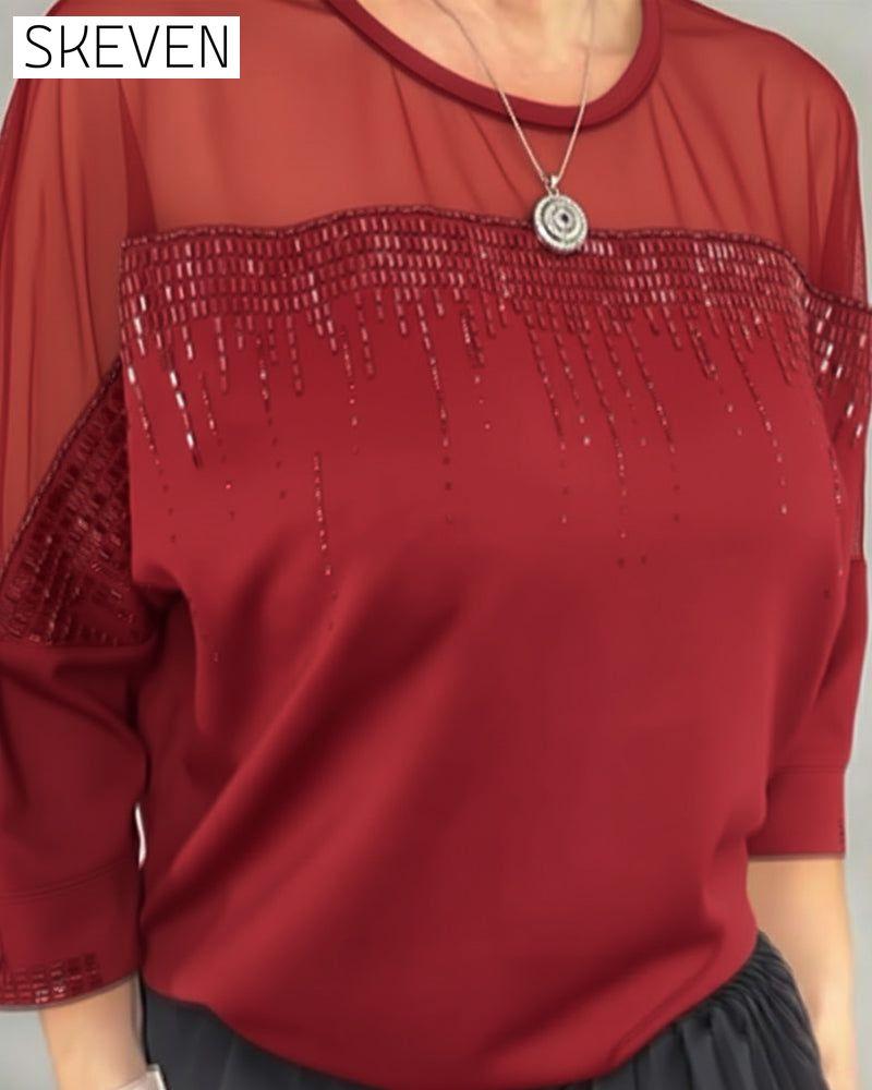 Mesh Splicing Loose Blouse