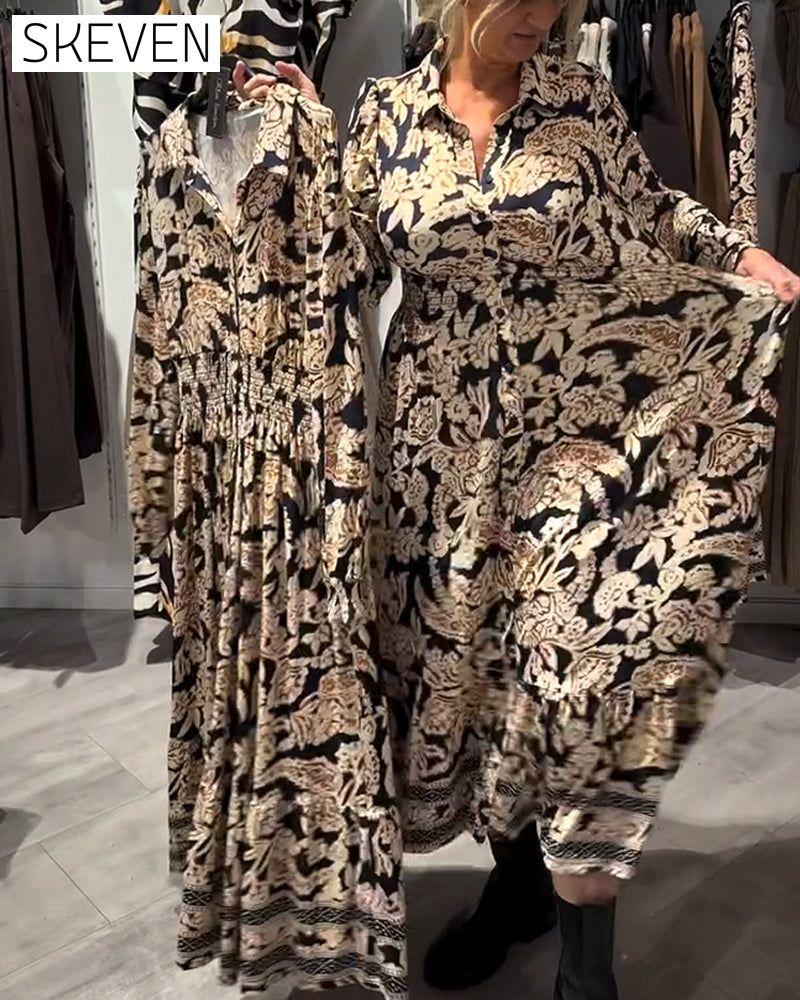 Robe à revers imprimé