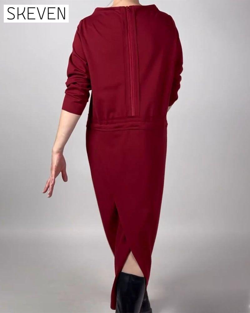 einfarbiges Taschenkleid