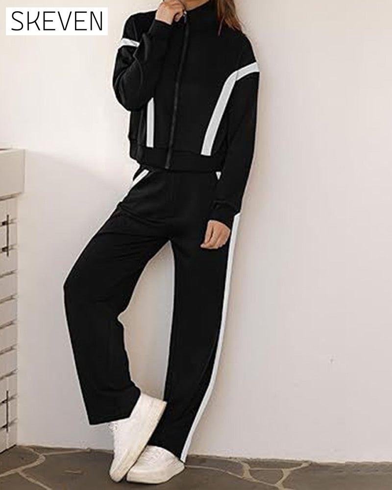Ensemble deux pièces veste et pantalon style sport-décontracté