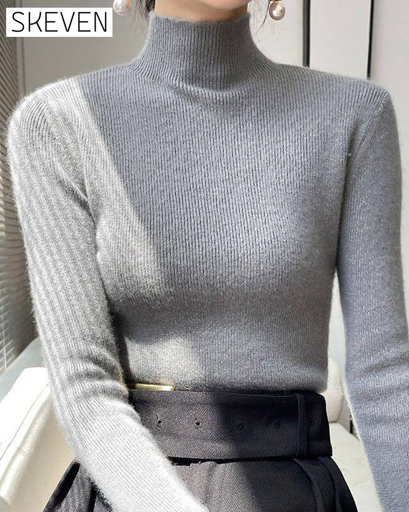 Half-High Neck Knitted Sweater