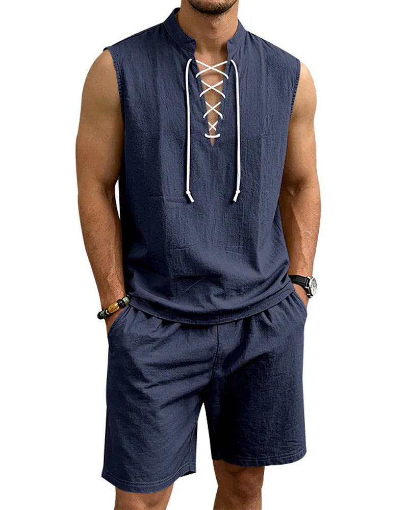 Men's V-Neck Two-Piece Set