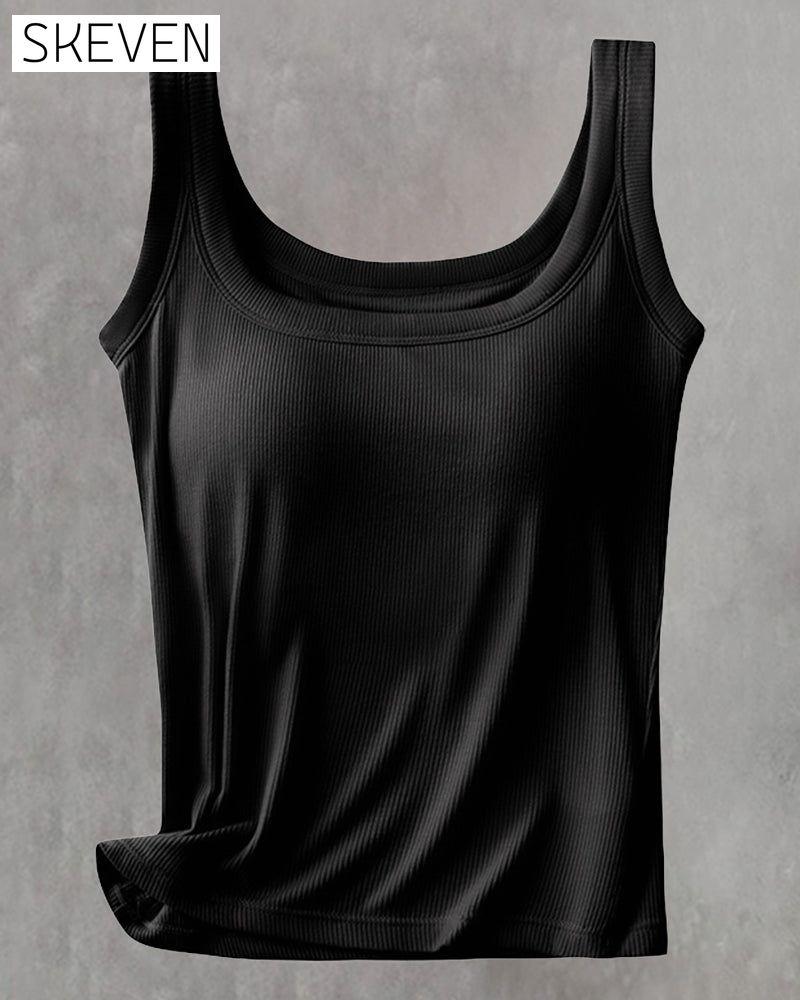 Solid Color Built In Bra Vest