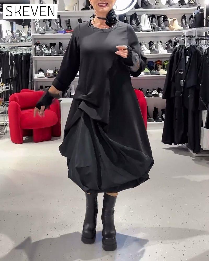 Solid Color Fashionable Patchwork Dress