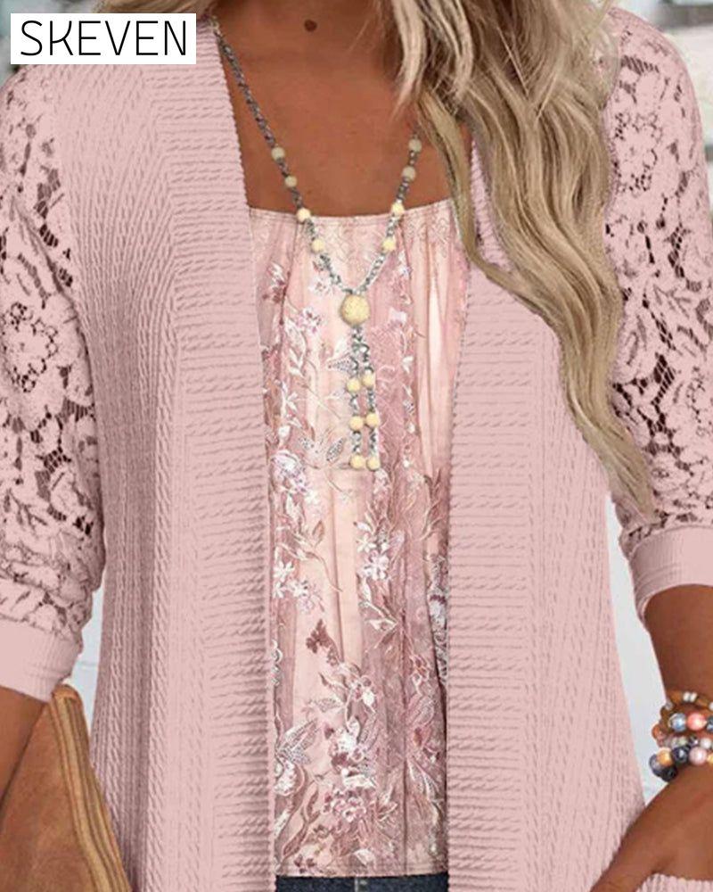 Zweiteiliges Patchwork-Top in Faux-Optik