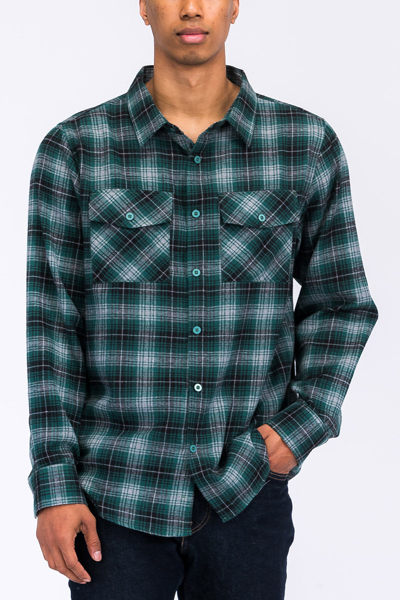 Men's Brushed Flannel Shirt – Cotton Blend