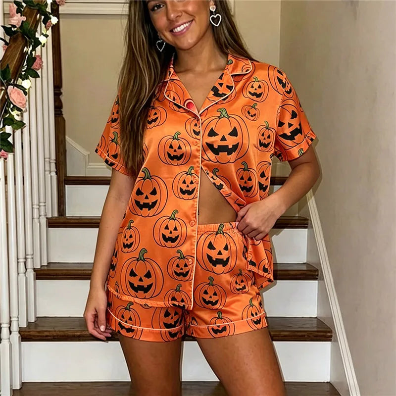 Women’s Halloween Pajamas with Ghosts and Pumpkins