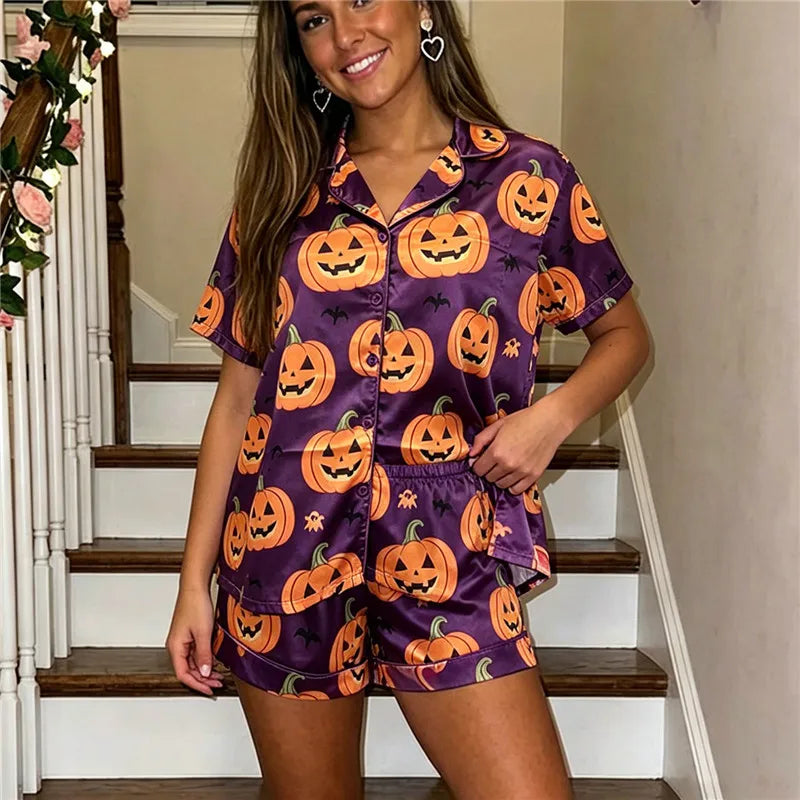 Women’s Halloween Pajamas with Ghosts and Pumpkins
