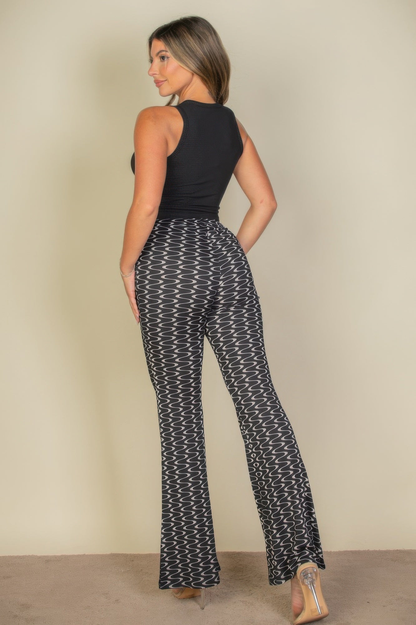 VacationGrabs High Waist Bell Bottoms for Women Patterned