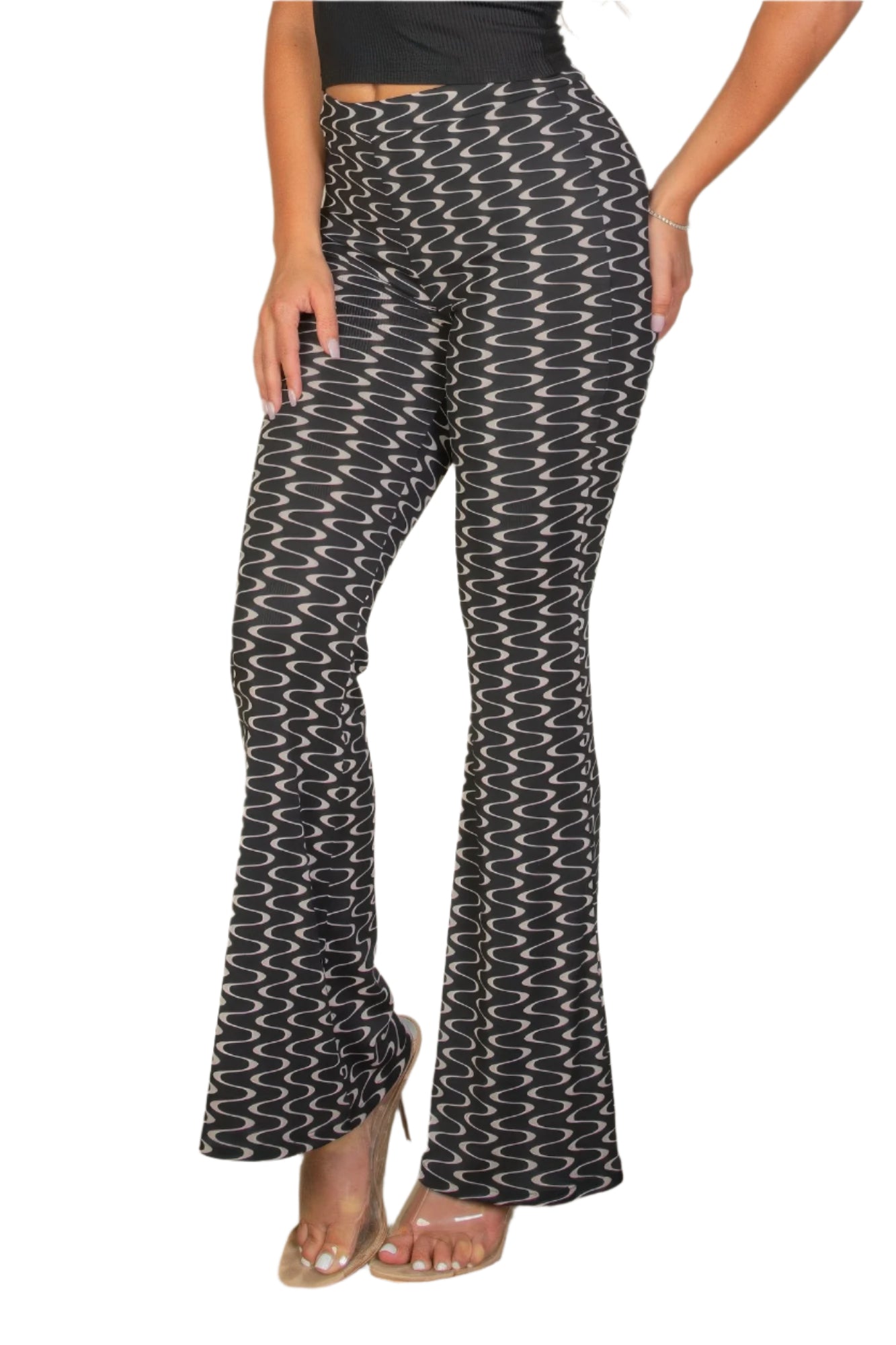 VacationGrabs High Waist Bell Bottoms for Women Patterned
