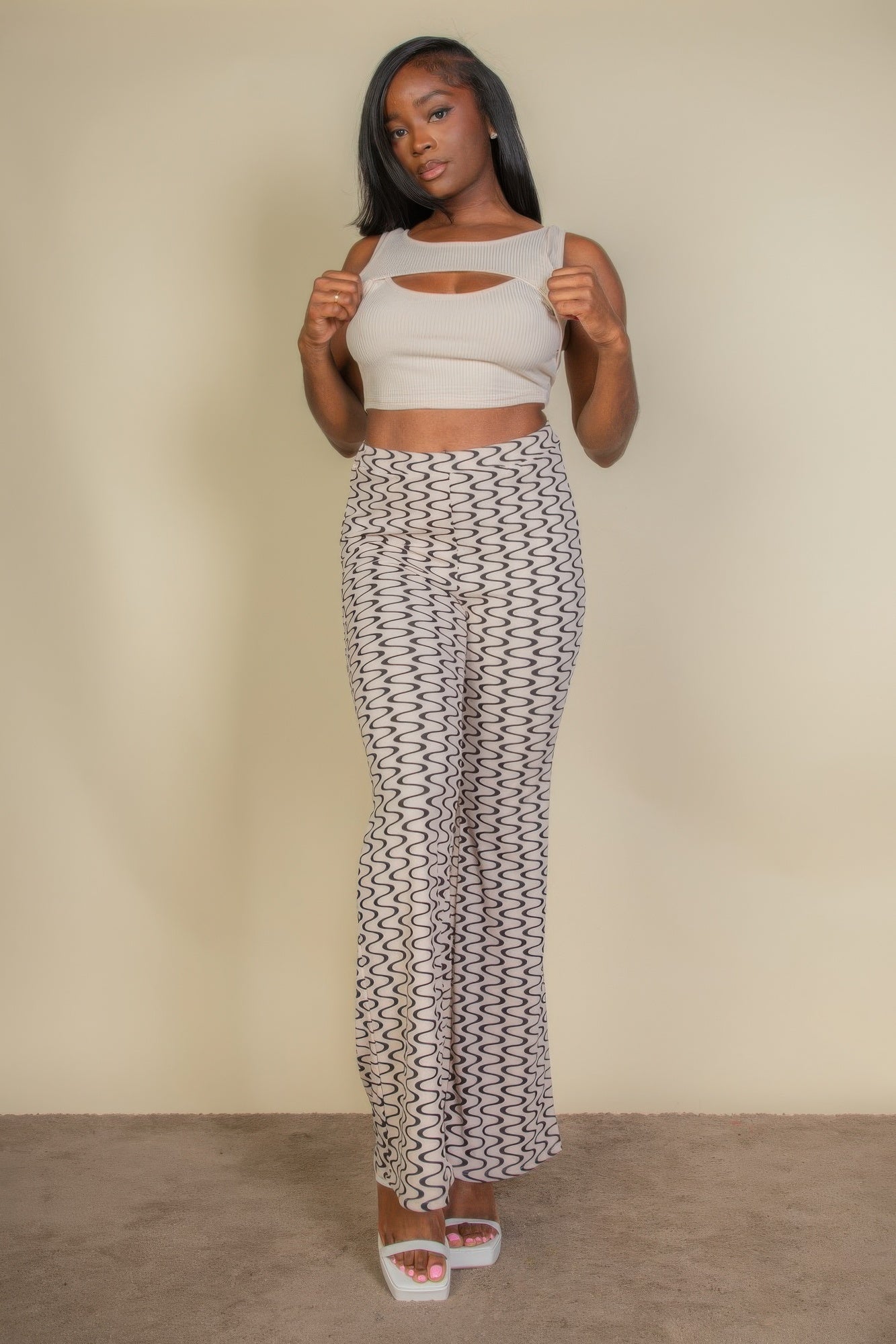 VacationGrabs High Waist Bell Bottoms for Women Patterned