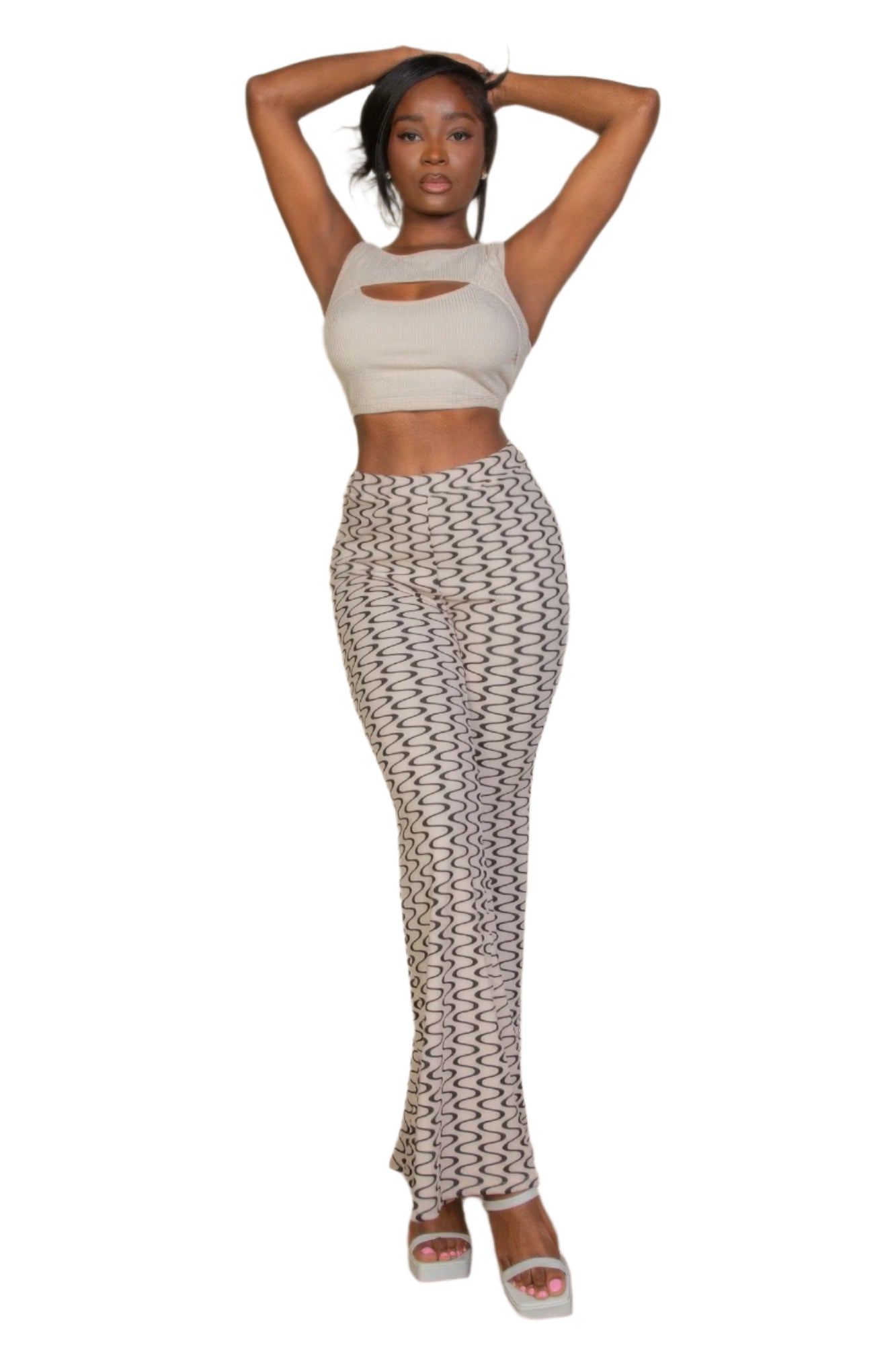 VacationGrabs High Waist Bell Bottoms for Women Patterned