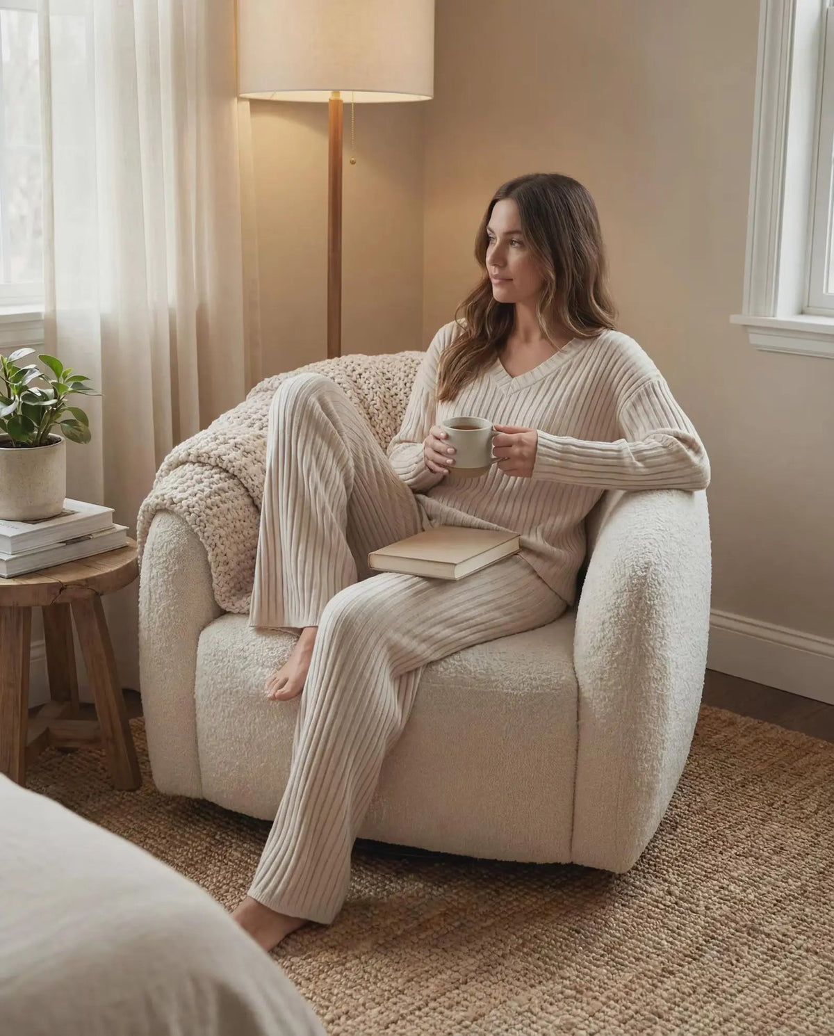 Ribbed Knit Lounge Set – LÁVINE™ Cozy Two-Piece Outfit for Women