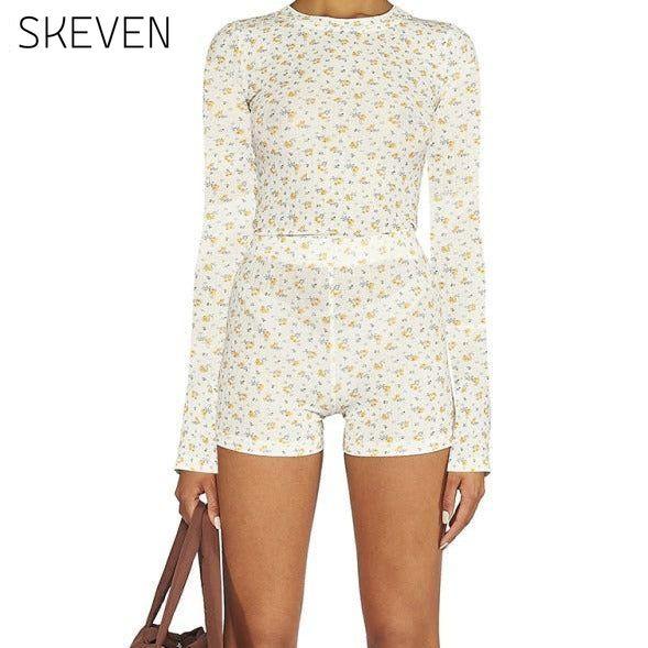 Women's round neck printed high waist casual two piece set 2 pieces clothes lounge lounge wear loungewear set