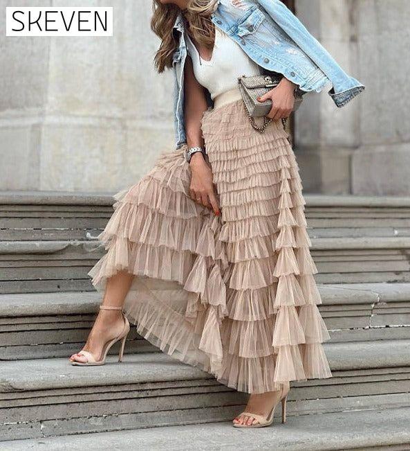 Women's Mesh Cake Swing Multi-layer Skirt bottoms clothes skirts Women's Bottoms