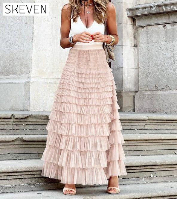 Women's Mesh Cake Swing Multi-layer Skirt Pink bottoms clothes skirts Women's Bottoms