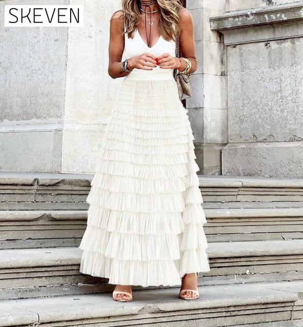 Women's Mesh Cake Swing Multi-layer Skirt White bottoms clothes skirts Women's Bottoms