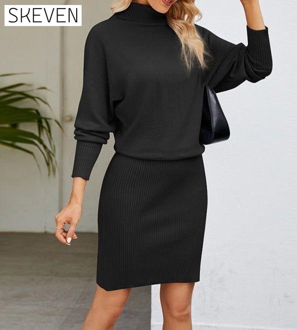 Women's turtleneck long sleeve slim fit sweater dress casual dresses clothes dress dresses long sleeve dress long sleeve dresses