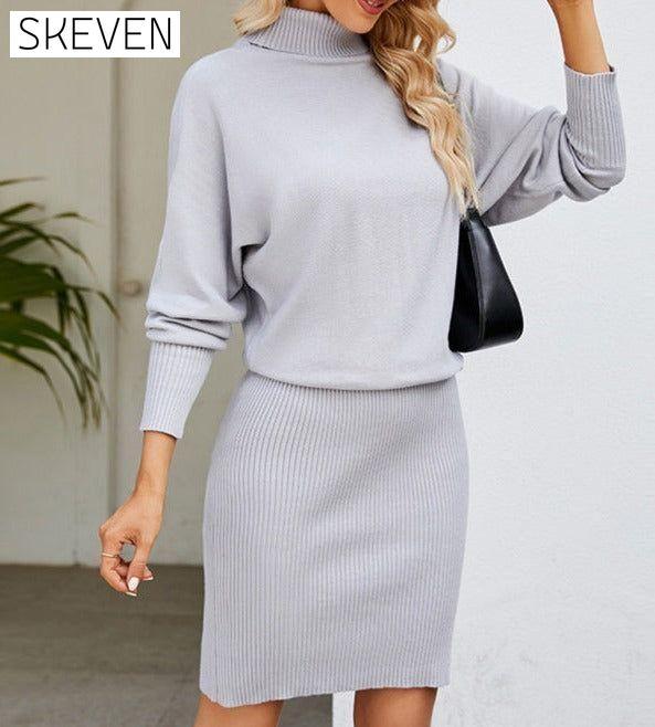 Women's turtleneck long sleeve slim fit sweater dress casual dresses clothes dress dresses long sleeve dress long sleeve dresses