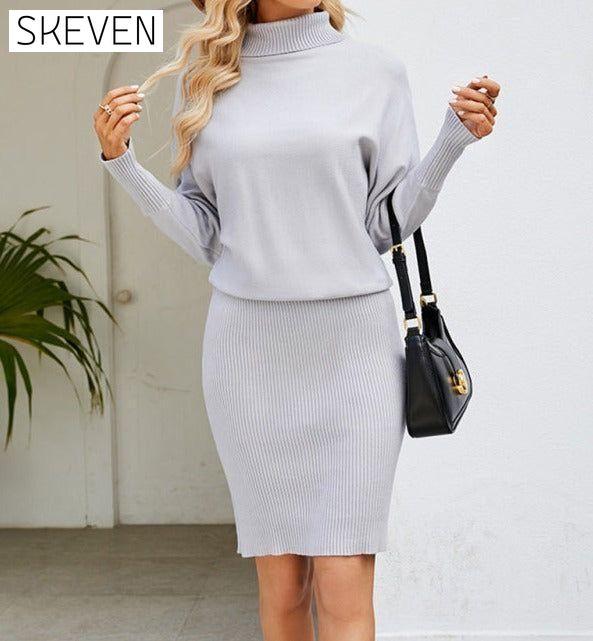 Women's turtleneck long sleeve slim fit sweater dress casual dresses clothes dress dresses long sleeve dress long sleeve dresses