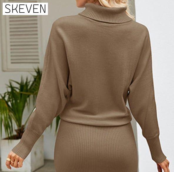 Women's turtleneck long sleeve slim fit sweater dress casual dresses clothes dress dresses long sleeve dress long sleeve dresses