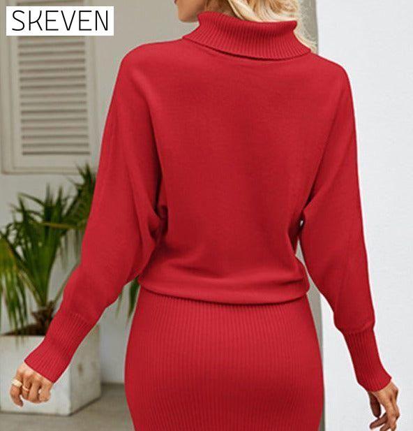 Women's turtleneck long sleeve slim fit sweater dress casual dresses clothes dress dresses long sleeve dress long sleeve dresses