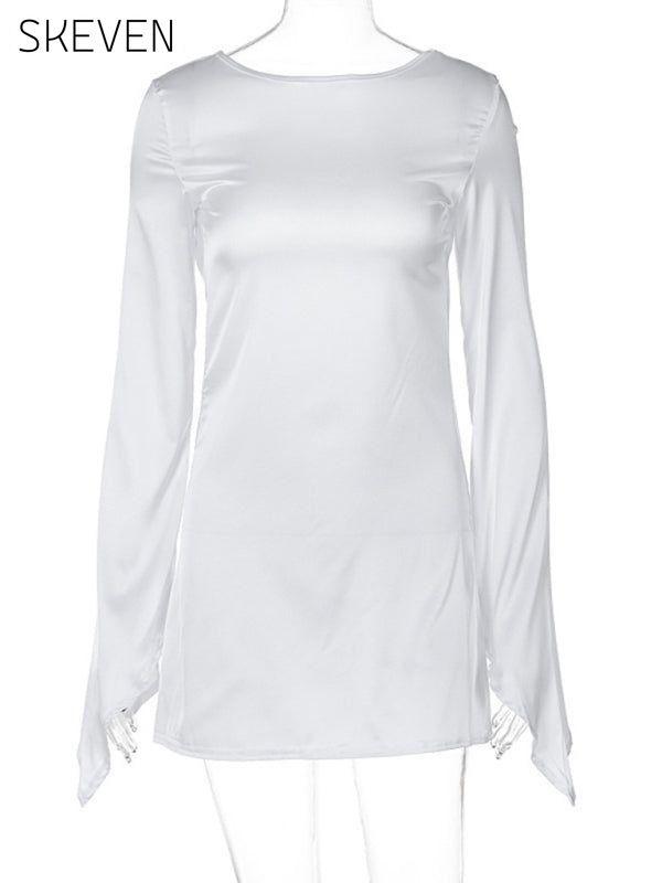 Women's new sexy hottie style backless long-sleeved butt-covering dress casual dress casual dresses clothes dress dresses long sleeve dress long sleeve dresses short dress short dresses Style Casual