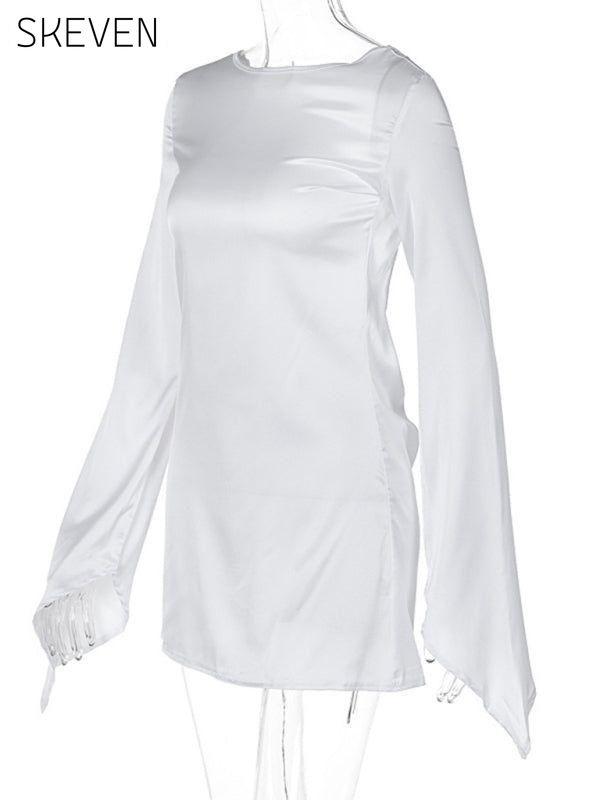 Women's new sexy hottie style backless long-sleeved butt-covering dress casual dress casual dresses clothes dress dresses long sleeve dress long sleeve dresses short dress short dresses Style Casual