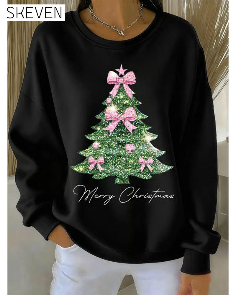 Sweatshirt mit Weihnachtsmotiv und Rundhalsausschnitt, langen Ärmeln