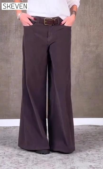 Women's Casual Solid Color Corduroy Wide Leg Pants Bottoms pants