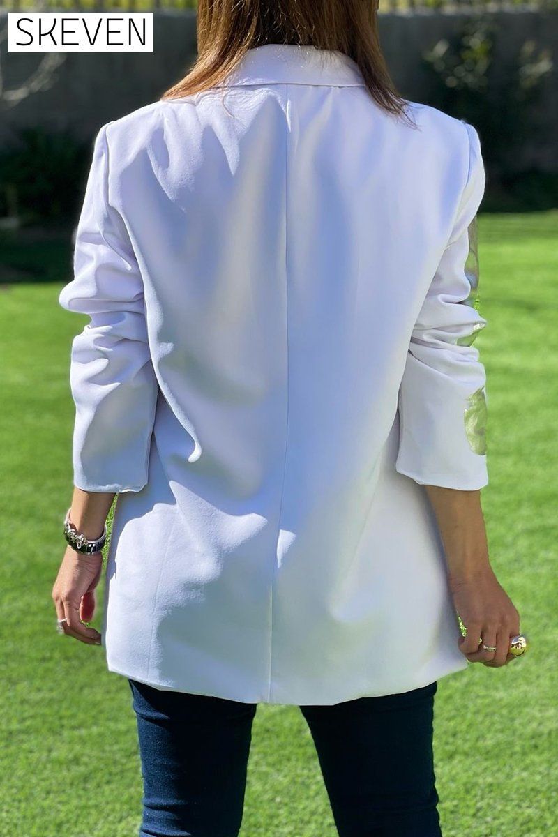 Women's Spring-fall Letter-print Blazer with Lapel Blazers Coats Tops
