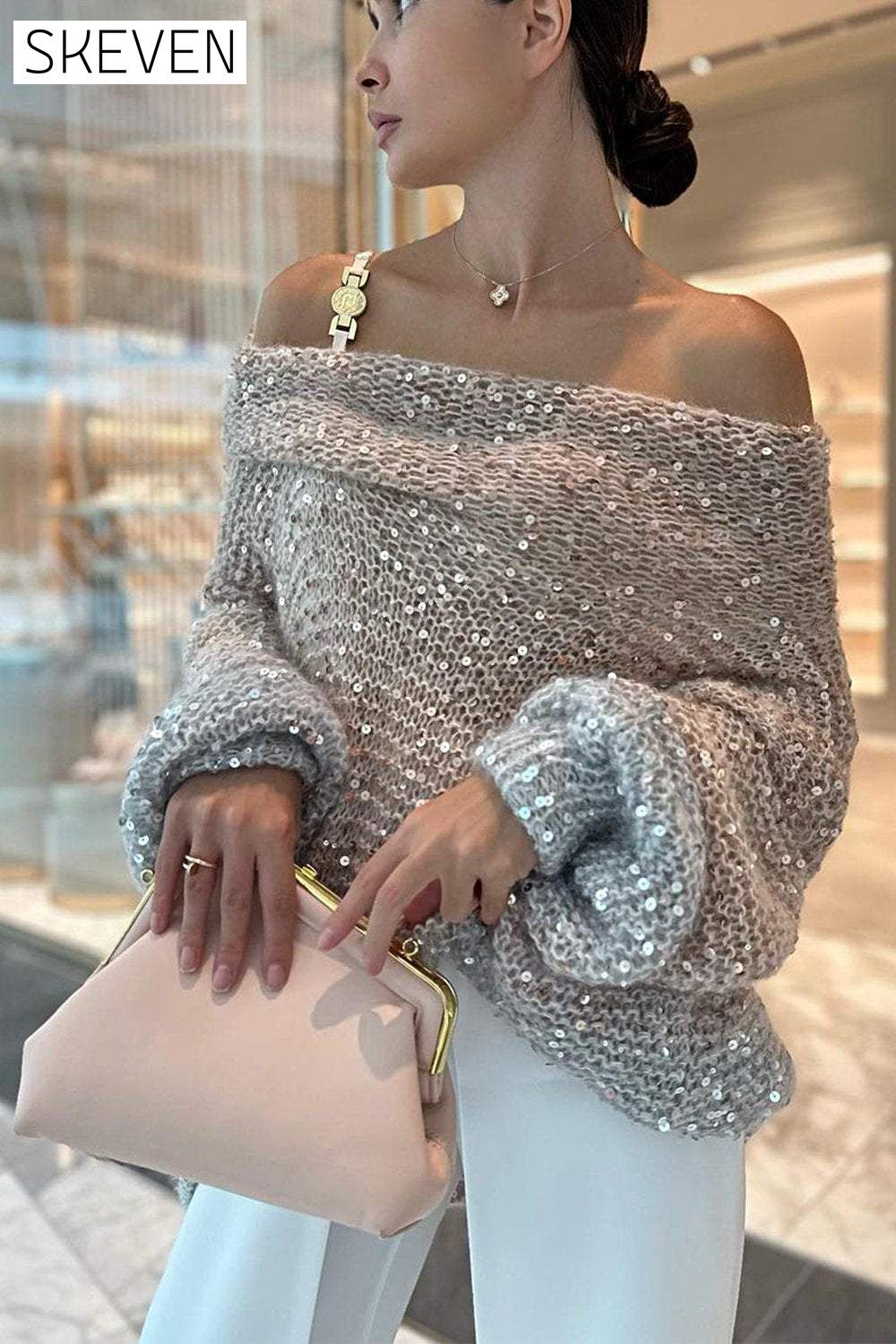 Women's Sparkling Sweater Top Sweater Top
