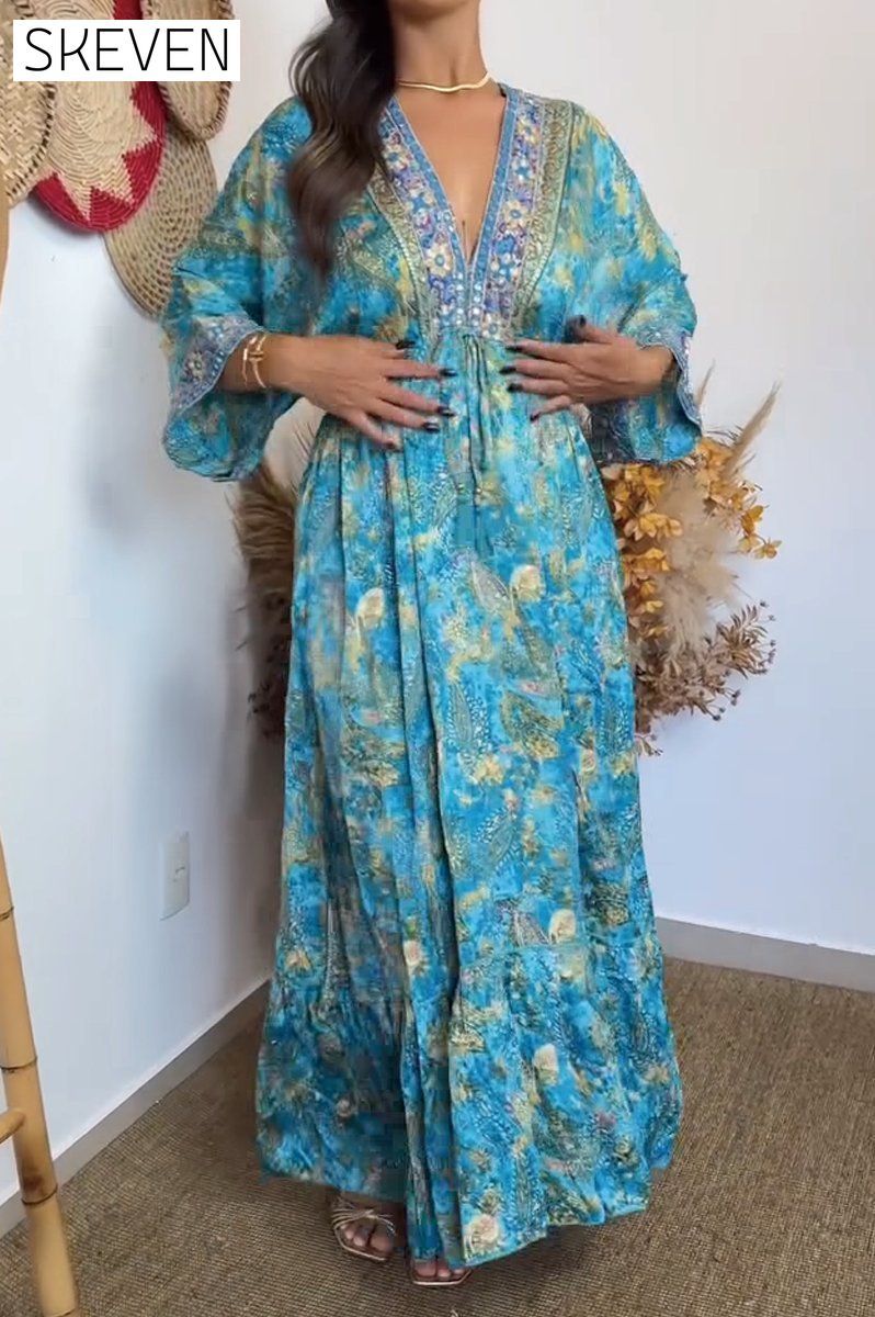 Women's Printed Resort Maxi Dress Dress