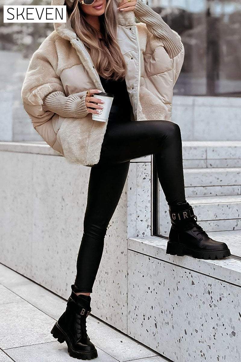 Women's Winter Multicolor Hooded Thermal Jacket Coats Tops